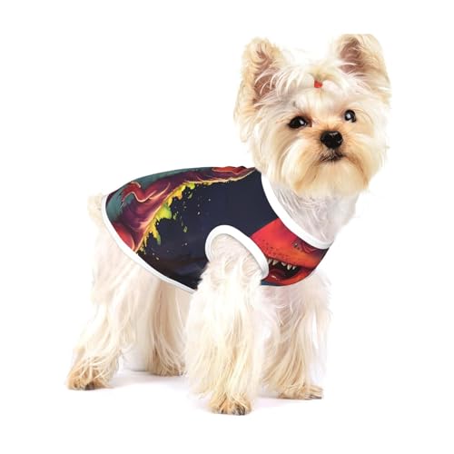 Hunde-T-Shirt aus Baumwolle mit großem Mund und Dinosaurier-Druck, weich, atmungsaktiv, ärmellos, Tank-Top, Kleidung für mittelgroße Welpen und Katzen Hunde-T-Shirt aus Baumwolle mit großem Mund und Dinosaurier-Druck, weich, atmungsaktiv, ärmellos, Tank-Top, Kleidung für mittelgroße Welpen und Katzen von LiuMng