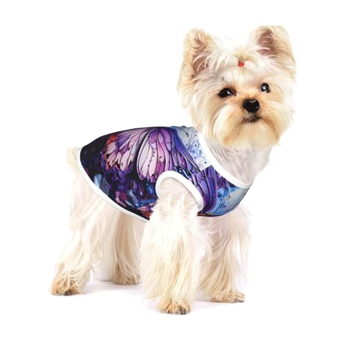 Hunde-T-Shirt für kleine Hunde, Baumwolle, Schmetterlings-Blumendruck, weich, atmungsaktiv, ärmellos, Tanktop, Katzenkleidung, für kleine und mittelgroße Hunde Hunde-T-Shirt für kleine Hunde, Baumwolle, Schmetterlings-Blumendruck, weich, atmungsaktiv, ärmellos, Tanktop, Katzenkleidung, für kleine und mittelgroße Hunde von LiuMng