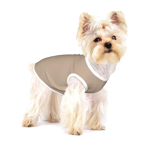 Hunde-T-Shirt für kleine Hunde, Baumwolle, einfarbig, hellbrauner Druck, weich, atmungsaktiv, ärmellos, Tanktop, Katzenkleidung, für kleine und mittelgroße Hunde von LiuMng