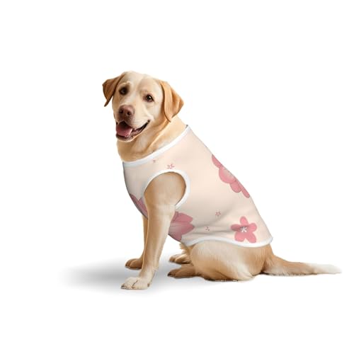Little Pink Cherry Blossoms Haustier-Weste aus Baumwolle, weich, leicht, mit kleinen rosa Kirschblüten bedruckt, ärmelloses Tanktop für mittelgroße und große Hunde von LiuMng