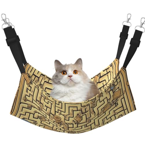 LiuMng Große Katzen-Hängematte für Käfig – verstellbares Haustierbett, Schatz-Labyrinth-Druck, Welpenunterlage für Kätzchen, Kleintiere LiuMng Große Katzen-Hängematte für Käfig – verstellbares Haustierbett, Schatz-Labyrinth-Druck, Welpenunterlage für Kätzchen, Kleintiere von LiuMng