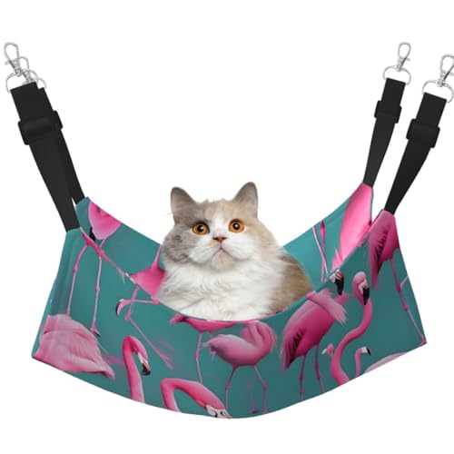 LiuMng Große Katzenhängematte für Käfig – verstellbares Haustierbett, eine Herde von Flamingo-Druck, Welpenauflage für Kätzchen, kleine Tiere LiuMng Große Katzenhängematte für Käfig – verstellbares Haustierbett, eine Herde von Flamingo-Druck, Welpenauflage für Kätzchen, kleine Tiere von LiuMng