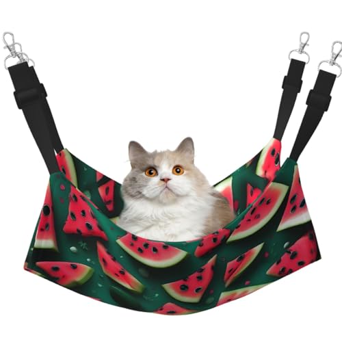 LiuMng Großes Katzenhängemattenbett für Käfig – verstellbares Haustierbett, Traum-Wassermelonen-Druck, Welpen-Ruheunterlage, für Kätzchen, Kleintiere von LiuMng