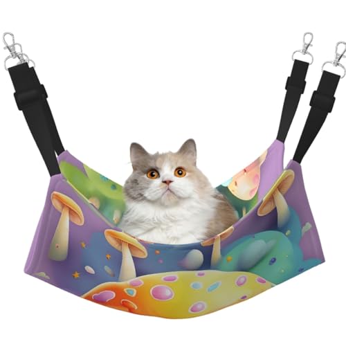 LiuMng Katzen-Hängemattenbett für Käfig, verstellbares Haustierbett, Fantasy-Traum, Pilzdruck, Welpenauflage, für Kätzchen, große und kleine Tiere LiuMng Katzen-Hängemattenbett für Käfig, verstellbares Haustierbett, Fantasy-Traum, Pilzdruck, Welpenauflage, für Kätzchen, große und kleine Tiere von LiuMng