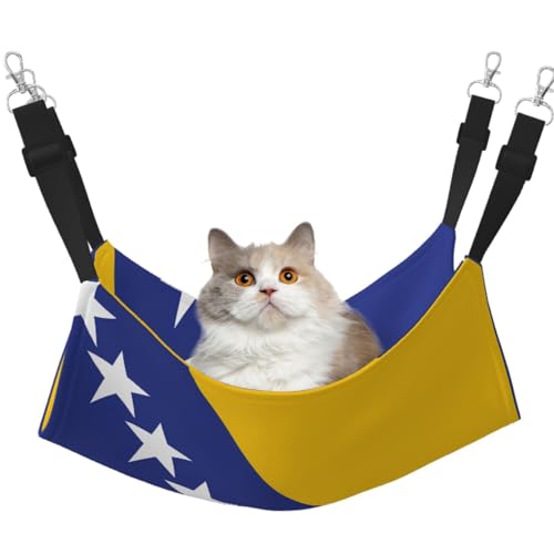 LiuMng Katzen-Hängemattenbett für Käfig, verstellbares Haustierbett, Flagge von Bosnien und Herzegowina, Welpenauflage, für Kätzchen, mittelgroße und kleine Tiere LiuMng Katzen-Hängemattenbett für Käfig, verstellbares Haustierbett, Flagge von Bosnien und Herzegowina, Welpenauflage, für Kätzchen, mittelgroße und kleine Tiere von LiuMng