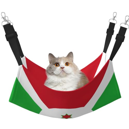 LiuMng Katzen-Hängemattenbett für Käfig, verstellbares Haustierbett, Flagge von Burundi-Druck, Welpenauflage, für Kätzchen, mittelgroße und kleine Tiere LiuMng Katzen-Hängemattenbett für Käfig, verstellbares Haustierbett, Flagge von Burundi-Druck, Welpenauflage, für Kätzchen, mittelgroße und kleine Tiere von LiuMng