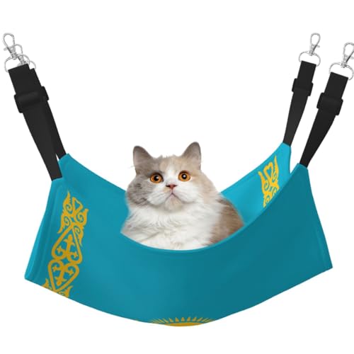 LiuMng Katzen-Hängemattenbett für Käfig, verstellbares Haustierbett, Flagge von Kasachstan, Welpenauflage, für Kätzchen, mittelgroße und kleine Tiere LiuMng Katzen-Hängemattenbett für Käfig, verstellbares Haustierbett, Flagge von Kasachstan, Welpenauflage, für Kätzchen, mittelgroße und kleine Tiere von LiuMng