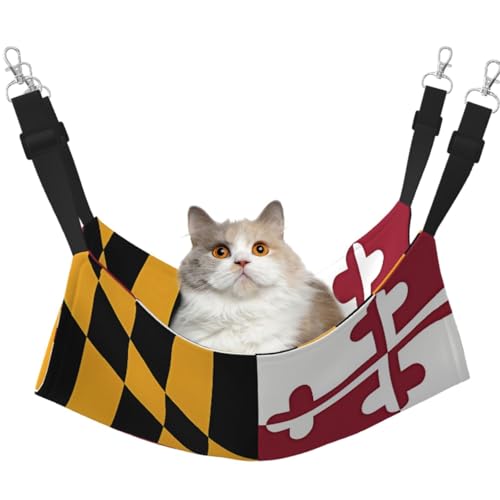 LiuMng Katzen-Hängemattenbett für Käfig, verstellbares Haustierbett, Flagge von Maryland, Welpenauflage, für Kätzchen, mittelgroße und kleine Tiere LiuMng Katzen-Hängemattenbett für Käfig, verstellbares Haustierbett, Flagge von Maryland, Welpenauflage, für Kätzchen, mittelgroße und kleine Tiere von LiuMng