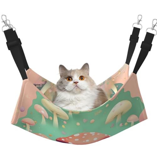 LiuMng Katzen-Hängemattenbett für Käfig, verstellbares Haustierbett, Traumpilz-Druck, Welpenauflage, für Kätzchen, mittelgroße und kleine Tiere LiuMng Katzen-Hängemattenbett für Käfig, verstellbares Haustierbett, Traumpilz-Druck, Welpenauflage, für Kätzchen, mittelgroße und kleine Tiere von LiuMng
