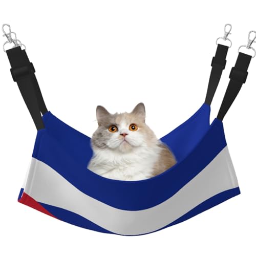LiuMng Katzen-Hängemattenbett für Käfig, verstellbares Haustierbett, kubanische Flagge, Welpenauflage, für Kätzchen, mittelgroße und kleine Tiere von LiuMng