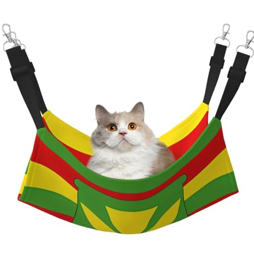 LiuMng Katzen-Hängemattenbett für Käfig, verstellbares Haustierbett, mit Hawaii-Flagge, für Welpen, für Kätzchen, mittelgroße und kleine Tiere LiuMng Katzen-Hängemattenbett für Käfig, verstellbares Haustierbett, mit Hawaii-Flagge, für Welpen, für Kätzchen, mittelgroße und kleine Tiere von LiuMng