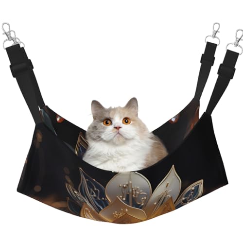 LiuMng Katzen-Hängemattenbett für Käfig, verstellbares Haustierbett, weiß, zarter Lotusblumendruck, Welpenauflage, für Kätzchen, mittelgroße und kleine Tiere LiuMng Katzen-Hängemattenbett für Käfig, verstellbares Haustierbett, weiß, zarter Lotusblumendruck, Welpenauflage, für Kätzchen, mittelgroße und kleine Tiere von LiuMng