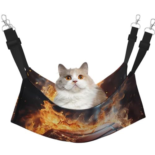 LiuMng Mittelgroße Katzenhängematte für Käfig, verstellbares Haustierbett, Basketball auf Feuer und Wasserflamme, Spritzdruck, Welpenauflage, für Kätzchen, Kleintiere von LiuMng