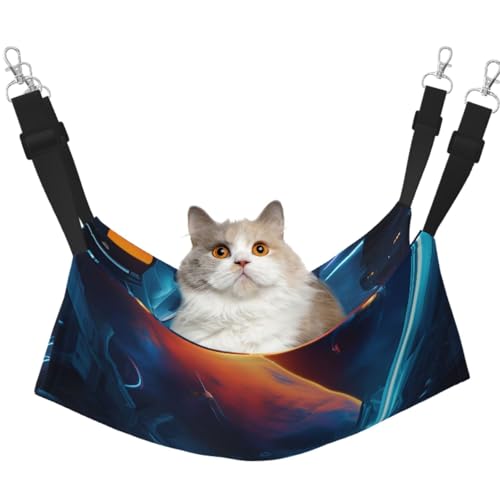 LiuMng Mittelgroße Katzenhängematte für Käfig, verstellbares Haustierbett, Science-Fiction-Future-Druck, Welpenauflage für Kätzchen, Kleintiere von LiuMng