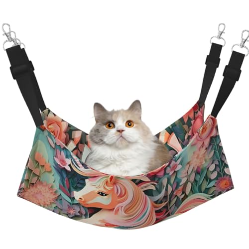 LiuMng Mittelgroße Katzenhängematte für Käfig, verstellbares Haustierbett, rosa Papierschnitt, Einhorn-Druck, Welpenauflage, für Kätzchen, Kleintiere LiuMng Mittelgroße Katzenhängematte für Käfig, verstellbares Haustierbett, rosa Papierschnitt, Einhorn-Druck, Welpenauflage, für Kätzchen, Kleintiere von LiuMng