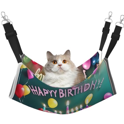LiuMng Mittelgroße Katzenhängematte für Käfig – verstellbares Haustierbett, Happy Birthday, schöner Druck, Welpenauflage, für Kätzchen, kleine Tiere LiuMng Mittelgroße Katzenhängematte für Käfig – verstellbares Haustierbett, Happy Birthday, schöner Druck, Welpenauflage, für Kätzchen, kleine Tiere von LiuMng