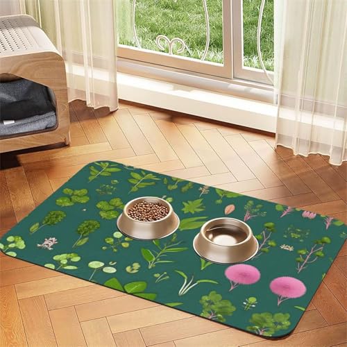 Saugfähige Futtermatte für Haustiere, 30 x 45 cm, Blumen- und Pflanzendruck, schnell trocknendes Futterpad/Leder-Tischset, für Hunde und Katzen, Futternapf Saugfähige Futtermatte für Haustiere, 30 x 45 cm, Blumen- und Pflanzendruck, schnell trocknendes Futterpad/Leder-Tischset, für Hunde und Katzen, Futternapf von LiuMng