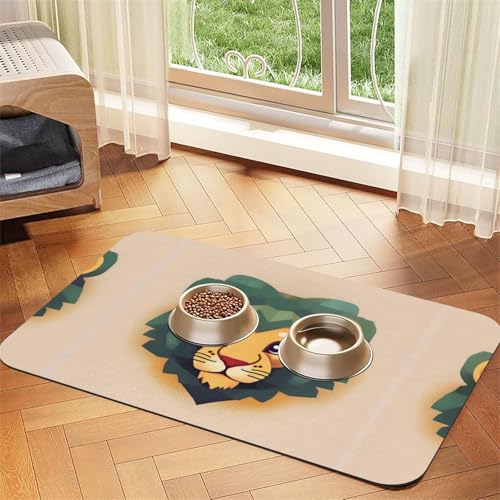 Saugfähige Futtermatte für Haustiere, 30 x 45 cm, Cartoon-Löwen-Druck, schnell trocknendes Futter-Pad/Leder-Tischset, für Hunde und Katzen, Futternapf von LiuMng