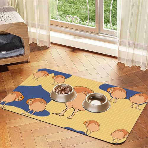 Saugfähige Futtermatte für Haustiere, 30 x 45 cm, Eulen-Druck, schnell trocknendes Futterunterlage/Leder-Tischset, für Hunde und Katzen, Futternapf, Wasser von LiuMng
