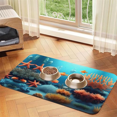 Saugfähige Futtermatte für Haustiere, 30 x 45 cm, Korallenfisch, Unterwasserdruck, schnell trocknendes Futterpad/Leder-Tischset, für Hunde, Katzen, Futternapf, Wasser Saugfähige Futtermatte für Haustiere, 30 x 45 cm, Korallenfisch, Unterwasserdruck, schnell trocknendes Futterpad/Leder-Tischset, für Hunde, Katzen, Futternapf, Wasser von LiuMng