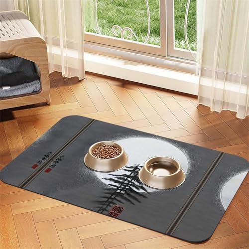 Saugfähige Futtermatte für Haustiere, 30 x 45 cm, Mond-Kieferbaum-Druck, schnell trocknendes Futter-Pad/Leder-Tischset, für Hunde, Katzen, Futternapf, Wasser Saugfähige Futtermatte für Haustiere, 30 x 45 cm, Mond-Kieferbaum-Druck, schnell trocknendes Futter-Pad/Leder-Tischset, für Hunde, Katzen, Futternapf, Wasser von LiuMng
