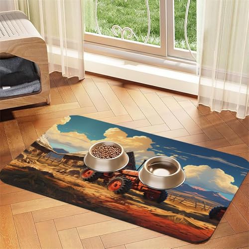 Saugfähige Futtermatte für Haustiere, 30 x 45 cm, Motiv: Bauernhof, roter Traktor, schnell trocknendes Futter-Pad/Leder-Tischset, für Hunde und Katzen, Futternapf Saugfähige Futtermatte für Haustiere, 30 x 45 cm, Motiv: Bauernhof, roter Traktor, schnell trocknendes Futter-Pad/Leder-Tischset, für Hunde und Katzen, Futternapf von LiuMng