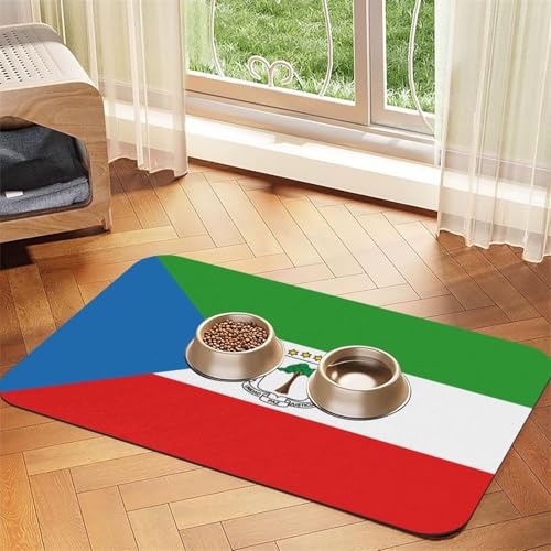 Saugfähige Futtermatte für Haustiere, 30 x 45 cm, Motiv: Flagge von Äquatorialguinea, schnell trocknendes Futter-Pad/Leder-Tischset, für Hunde, Katzen, Futternapf, Wasser von LiuMng