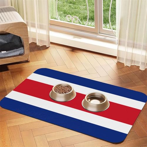 Saugfähige Futtermatte für Haustiere, 30 x 45 cm, Motiv: Flagge von Costa Rica, schnell trocknendes Futter-Pad/Leder-Tischset, für Hunde, Katzen, Futternapf, Wasser von LiuMng