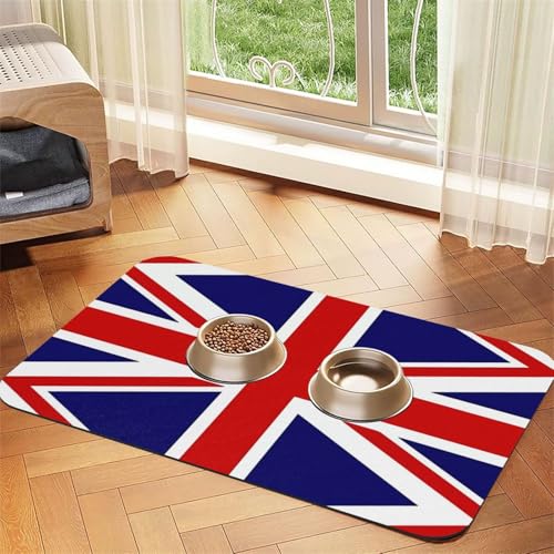 Saugfähige Futtermatte für Haustiere, 30 x 45 cm, Motiv: UK-Flagge, schnell trocknendes Futterunterlage/Leder-Tischset, für Hunde und Katzen, Futternapf, Wasser von LiuMng