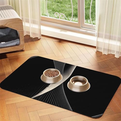 Saugfähige Futtermatte für Haustiere, 30 x 45 cm, abstrakte Kurven, schnell trocknendes Futterunterlage/Leder-Tischset, für Hunde und Katzen, Futternapf, Wasser von LiuMng