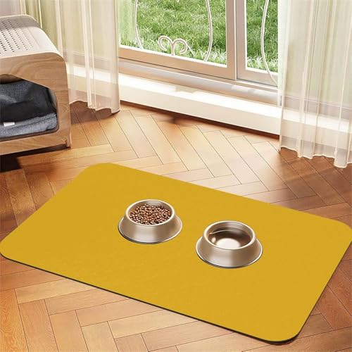 Saugfähige Futtermatte für Haustiere, 30 x 45 cm, einfarbig, Golddruck, schnell trocknendes Futterpad/Leder-Tischset, für Hunde und Katzen, Futternapf von LiuMng