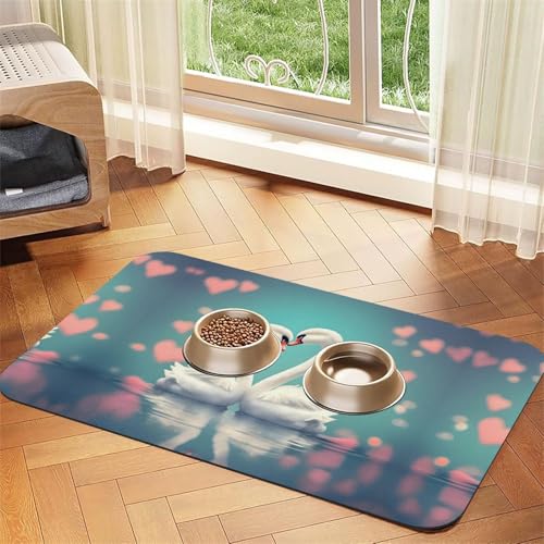 Saugfähige Futtermatte für Haustiere, 30 x 45 cm, mit Aufdruck "The Swan in Love", schnell trocknendes Futterunterlage/Leder-Tischset, für Hunde und Katzen, Futternapf, Wasser Saugfähige Futtermatte für Haustiere, 30 x 45 cm, mit Aufdruck "The Swan in Love", schnell trocknendes Futterunterlage/Leder-Tischset, für Hunde und Katzen, Futternapf, Wasser von LiuMng