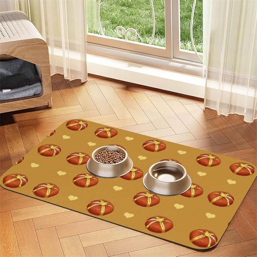 Saugfähige Futtermatte für Haustiere, 30 x 45 cm, mit Butterbrot-Aufdruck, schnell trocknendes Futterpad/Leder-Tischset, für Hunde und Katzen, Futternapf, Wasser von LiuMng