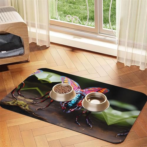 Saugfähige Futtermatte für Haustiere, 30 x 45 cm, mit fremden Insekten, schnell trocknendes Futter-Pad/Leder-Tischset, für Hunde und Katzen, Futternapf von LiuMng