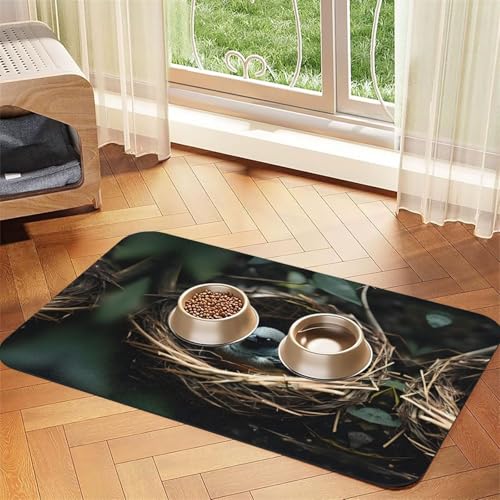 Saugfähige Futtermatte für Haustiere, 30 x 45 cm, mit kleinem Vogelnest, schnell trocknendes Futterunterlage/Leder-Tischset, für Hunde und Katzen, Futternapf, Wasser Saugfähige Futtermatte für Haustiere, 30 x 45 cm, mit kleinem Vogelnest, schnell trocknendes Futterunterlage/Leder-Tischset, für Hunde und Katzen, Futternapf, Wasser von LiuMng