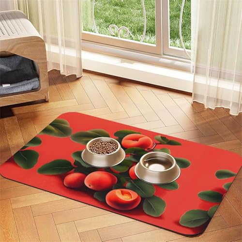 Saugfähige Futtermatte für Haustiere, 30 x 45 cm, roter Aprikosen-Druck, schnell trocknendes Futterpad/Leder-Tischset, für Hunde und Katzen, Futternapf Saugfähige Futtermatte für Haustiere, 30 x 45 cm, roter Aprikosen-Druck, schnell trocknendes Futterpad/Leder-Tischset, für Hunde und Katzen, Futternapf von LiuMng