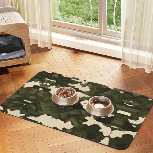 Saugfähige Futtermatte für Haustiere, 40 x 60 cm, Armee-Camouflage-Druck, schnell trocknendes Futterunterlage/Leder-Tischset, für Hunde und Katzen, Futternapf, Wasser Saugfähige Futtermatte für Haustiere, 40 x 60 cm, Armee-Camouflage-Druck, schnell trocknendes Futterunterlage/Leder-Tischset, für Hunde und Katzen, Futternapf, Wasser von LiuMng