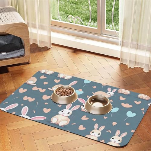 Saugfähige Futtermatte für Haustiere, 40 x 60 cm, Cartoon-Hasen-Druck, schnell trocknendes Futter-Pad/Leder-Tischset, für Hunde, Katzen, Futternapf, Wasser Saugfähige Futtermatte für Haustiere, 40 x 60 cm, Cartoon-Hasen-Druck, schnell trocknendes Futter-Pad/Leder-Tischset, für Hunde, Katzen, Futternapf, Wasser von LiuMng