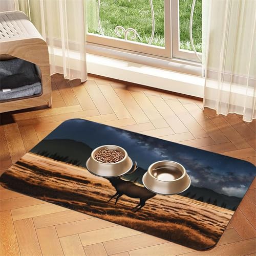 Saugfähige Futtermatte für Haustiere, 40 x 60 cm, Motiv: Elch auf der Wiese, schnell trocknendes Futter-Pad/Leder-Tischset, für Hunde, Katzen, Futternapf, Wasser Saugfähige Futtermatte für Haustiere, 40 x 60 cm, Motiv: Elch auf der Wiese, schnell trocknendes Futter-Pad/Leder-Tischset, für Hunde, Katzen, Futternapf, Wasser von LiuMng