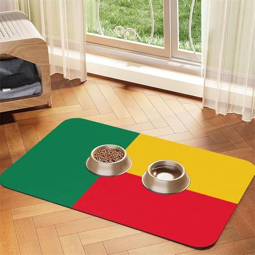 Saugfähige Futtermatte für Haustiere, 40 x 60 cm, Motiv: Flagge von Benin, schnell trocknendes Futterunterlage/Leder-Tischset, für Hunde und Katzen, Futternapf, Wasser Saugfähige Futtermatte für Haustiere, 40 x 60 cm, Motiv: Flagge von Benin, schnell trocknendes Futterunterlage/Leder-Tischset, für Hunde und Katzen, Futternapf, Wasser von LiuMng