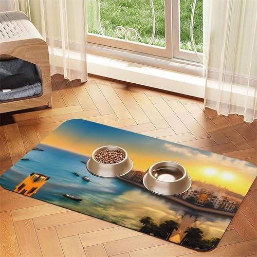 Saugfähige Futtermatte für Haustiere, 40 x 60 cm, Motiv: Sonnenuntergang in Barcelona, schnell trocknendes Futterunterlage/Leder-Tischset, für Hunde und Katzen, Futternapf Saugfähige Futtermatte für Haustiere, 40 x 60 cm, Motiv: Sonnenuntergang in Barcelona, schnell trocknendes Futterunterlage/Leder-Tischset, für Hunde und Katzen, Futternapf von LiuMng
