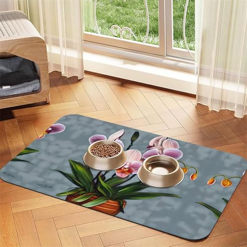 Saugfähige Futtermatte für Haustiere, 40 x 60 cm, Motiv: blühende Orchideen, schnell trocknendes Futterunterlage/Leder-Tischset, für Hunde und Katzen, Futternapf Saugfähige Futtermatte für Haustiere, 40 x 60 cm, Motiv: blühende Orchideen, schnell trocknendes Futterunterlage/Leder-Tischset, für Hunde und Katzen, Futternapf von LiuMng