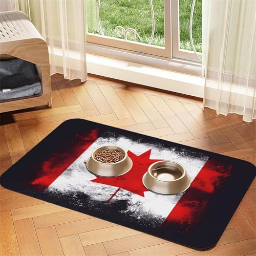 Saugfähige Futtermatte für Haustiere, 40 x 60 cm, Motiv: kanadische Flagge, schnell trocknendes Futterpad/Leder-Tischset, für Hunde und Katzen, Futternapf Saugfähige Futtermatte für Haustiere, 40 x 60 cm, Motiv: kanadische Flagge, schnell trocknendes Futterpad/Leder-Tischset, für Hunde und Katzen, Futternapf von LiuMng