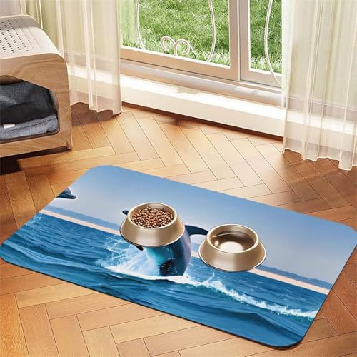 Saugfähige Futtermatte für Haustiere, 40 x 60 cm, Motiv: springende Delfine, schnell trocknendes Futter-Pad/Leder-Tischset, für Hunde, Katzen, Futternapf, Wasser Saugfähige Futtermatte für Haustiere, 40 x 60 cm, Motiv: springende Delfine, schnell trocknendes Futter-Pad/Leder-Tischset, für Hunde, Katzen, Futternapf, Wasser von LiuMng