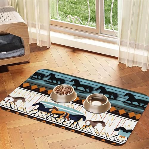 Saugfähige Futtermatte für Haustiere, 40 x 60 cm, Pferdestreifenmuster, schnell trocknendes Futterunterlage/Leder-Tischset, für Hunde, Katzen, Futternapf, Wasser von LiuMng