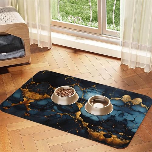 Saugfähige Futtermatte für Haustiere, 40 x 60 cm, Schwarz / Gold, marmorierter Druck, schnell trocknendes Futterpad/Leder-Tischset, für Hunde, Katzen, Futternapf, Wasser Saugfähige Futtermatte für Haustiere, 40 x 60 cm, Schwarz / Gold, marmorierter Druck, schnell trocknendes Futterpad/Leder-Tischset, für Hunde, Katzen, Futternapf, Wasser von LiuMng