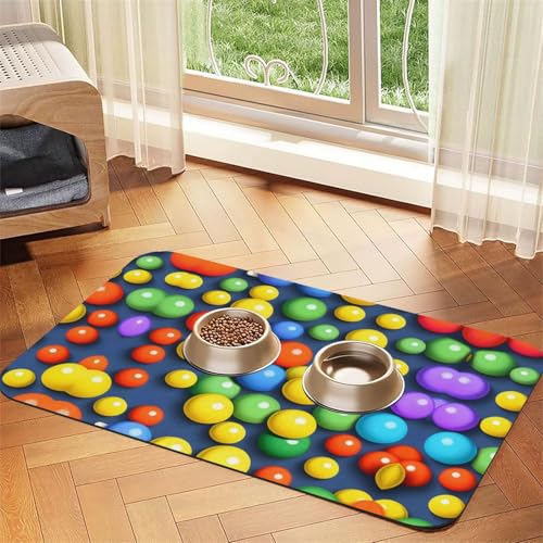 Saugfähige Futtermatte für Haustiere, 40 x 60 cm, buntes Bälle-Muster, schnell trocknendes Futterunterlage/Leder-Tischset, für Hunde und Katzen, Futternapf, Wasser Saugfähige Futtermatte für Haustiere, 40 x 60 cm, buntes Bälle-Muster, schnell trocknendes Futterunterlage/Leder-Tischset, für Hunde und Katzen, Futternapf, Wasser von LiuMng