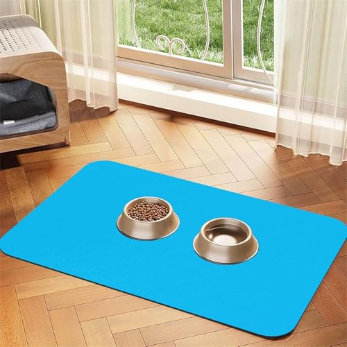 Saugfähige Futtermatte für Haustiere, 40 x 60 cm, einfarbig, hellblau, schnell trocknendes Futterpad/Leder-Tischset, für Hunde und Katzen, Futternapf Saugfähige Futtermatte für Haustiere, 40 x 60 cm, einfarbig, hellblau, schnell trocknendes Futterpad/Leder-Tischset, für Hunde und Katzen, Futternapf von LiuMng