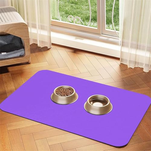 Saugfähige Futtermatte für Haustiere, 40 x 60 cm, einfarbig, hellviolett, schnell trocknendes Futterpad/Leder-Tischset, für Hunde und Katzen, Futternapf Saugfähige Futtermatte für Haustiere, 40 x 60 cm, einfarbig, hellviolett, schnell trocknendes Futterpad/Leder-Tischset, für Hunde und Katzen, Futternapf von LiuMng