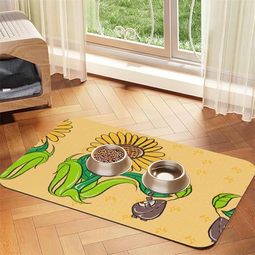 Saugfähige Futtermatte für Haustiere, 40 x 60 cm, mit Sonnenblumenkernen und Sonnenblumen, schnell trocknendes Futter-Pad/Leder-Tischset, für Hunde, Katzen, Futternapf, Wasser Saugfähige Futtermatte für Haustiere, 40 x 60 cm, mit Sonnenblumenkernen und Sonnenblumen, schnell trocknendes Futter-Pad/Leder-Tischset, für Hunde, Katzen, Futternapf, Wasser von LiuMng